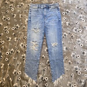 American Eagle Outfitters Light Blue Distressed Cropped Jeans Size 10 Regular